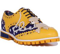 IRREGULAR CHOICE Sockhop Perla Guinzaglio Brogue Donna Scarpe Nero Rosso UK 4 -