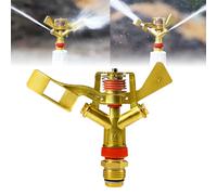 Irrigatore a impatto in lega di zinco da 1/2 pollice con distanza regolabile Rotazione automatica a 360 gradi Doppio ugello Strumento di irrigazione a risparmio idrico per prato erba patio giardino