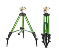 Irrigatore a impatto resistente su base a treppiede con ugello in ottone Connettore in lega di zinco da 3/4 di pollice Irrigatore d'acqua a 360 gradi con gambe di estensione Flip Locks per prato