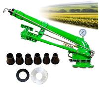 Irrigatore a impulsi ad impatto pesante, regolabile a 360° con set di ugelli di ricambio, ideale per l'irrigazione di grandi aree in agricoltura, prato, giardino e campo