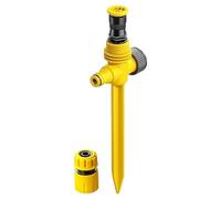 Irrigatore da giardino per prato, regolabile a 360°, girevole, grande | Irrigatore circolare con picchetto per prato, cortile, terrazza, aiuole, erba, parco, esterno, serra