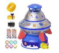 Irrigatore d'acqua per giochi d'acqua all'aperto per parchi e giardini, piattino volante girevole a 360° con illuminazione portatile per giardinaggio, animali e spiaggia, ideale per parchi, viaggi e