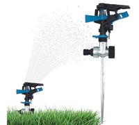 Irrigatore Giardino, Irrigatore a Battente su Picchetto in Metallo con Settore Regolabile 0-360°, Irrigatori da Giardino Ideale per Giardini, Prati e Bordure