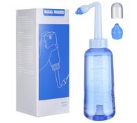 Irrigatore Nasale in Plastica 500ml Due Ugelli per Adulti | Flusso Controllato e Uso Capovolto, Comando a Tasto, Finitura Blu Creativa, per Lavaggio Quotidiano