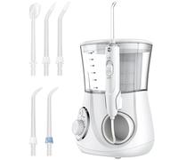 Irrigatore orale elettrico con idropulsore, detergente dentale elettrico con capacità di 600 ml, 2 modalità, 10 pressione regolabile e 5 punte a getto