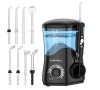 Irrigatore orale per denti/braci, 10 livelli di pressione, pulitore per denti ad acqua, 8 ugelli a getto d'acqua per la famiglia, 600 ml di filo interdentale elettrico per la pulizia dei denti