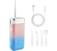 Irrigatore orale portatile, mini irrigatore dentale wireless con 3 modalità 4 ugelli, USB-C ricaricabile Irrigatore dentale professionale per casa e viaggi (rosa)