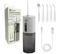 Irrigatore Orale Professionale Senza Fili per Casa e Viaggio - Idropulsore Dentale Portatile ad Acqua Ricaricabile Impermeabile IPX7 con 5 Ugelli Intercambiabili - Grigio
