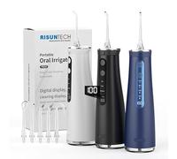 Irrigatore orale senza fili con display LCD e controllo della pressione a 8 livelli, tecnologia GentleStart, modalità impulso, batteria da 2500 mAh, serbatoio dell'acqua da 250 ml e contenitore per