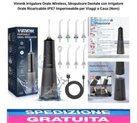 Irrigatore Orale Senza Fili, Idropulsore Dentale ad Acqua Ricaricabile IPX7