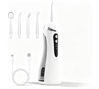 Irrigatore portatile con 4 ugelli, impermeabile, da viaggio, colore: bianco | 3 modalità di pulizia: normale, delicata, a impulsi; efficace rimozione della placca; migliora la salute delle gengive