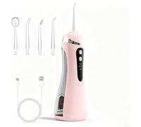 Irrigatore portatile con 4 ugelli, impermeabile, da viaggio, colore: rosa | 3 modalità di pulizia: normale, delicata, a impulsi; efficace rimozione della placca; migliora la salute delle gengive