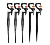 Irrigatore rotante a 360° da 5 pezzi con picchetto 21 cm, tubo flessibile 50, ugello tipo G, sistema di irrigazione for atomizzatore a giardino(Orange with 21cm Stake)