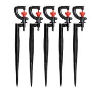 Irrigatore rotante a 360° da 5 pezzi con picchetto 21 cm, tubo flessibile 50, ugello tipo G, sistema di irrigazione for atomizzatore a giardino(Red with 21cm Stake)