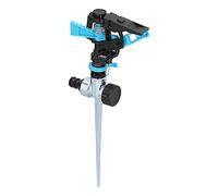 Irrigatore rotante automatico a 360°, irrigatore per prato e giardino, portata d’acqua regolabile con diffusione a nebbiolina fine, picchetto in lega di zinco per terrazza e villa (Ugello in plastica)