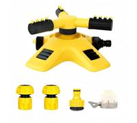 Irrigatori per prati, con rotazione automatica a 360°, irrigatore da giardino oscillante a 360°, con ampio braccio e attacco per tubo, sistema di irrigazione automatico per erba (giallo, 1 pezzo)