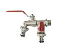 Irrigazione industriale e domestica in lega di zinco da giardino 1 ingresso 2 uscite con doppio nipplo rubinetto for balcone esterno per il giardino(A)