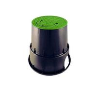 Pozzetto Circolare Con Coperchio Costruito Con Materiale Plastico Resistente Agli Urti, Colore Nero E Coperchio Verde. Studiato Per Uso Residenziale, Adatto Per Alloggio Elettrovalvole, Idranti E Valvole Di Scarico.