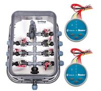 Irritop Scatola di 7 valvole Bluetooth Jumbo con 2 elettrovalvole Hunter NODE-BT e Hunter PGV 101, irrigazione per tubi in PE da 25 mm (montabili) (guarnizione O-ring)