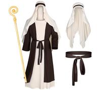 Irtysh Costume biblico da San Giuseppe da Gesù, vestaglia da Sherherd, costume da Staff, cappello avvolgente in vita, set con corda (marrone, 2XL)