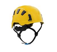 Irudek OREKA II Vent Giallo - Casco ventilato per lavori in altezza, ABS ultra leggero, sottogola regolabile, slot universali 30 mm, chip NFC integrato, certificato EN 397 e EN 12492