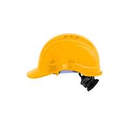 Irudek STILO 300 V Giallo - Casco di sicurezza ventilato in ABS, isolamento elettrico 1000 V c.a. / 1500 V c.c., imbracatura 6 punti con roulette, EN 397 / EN 50365, taglia 52-66 cm