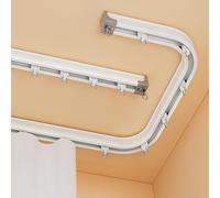 IRUGS Flessibile Binario per Tende, Soffitto o Parete Curvo Tenda Track Kit, Silenzioso, Resistente, per Camper Bagno Finestra Privacy Hotel Ospedale, Bianco(Wall Mount,250cm/8.2ft)