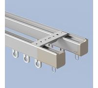 IRUGS Set di Binari per Tende Singolo/Doppio - Bastone Tenda in Alluminio, Montaggio A Soffitto O Parete, Silenzioso, Resistente, per Soggiorno Bagno Camera da Letto(Gray-B,200cm/6.5ft)