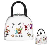 IRUHHGU Alan Becker Cinque Figure Stilizzate con Piccone di Topo di Fuoco Pranzo Sacchetto Isolato Bento Box Pranzo Portatile Tote Picnic Borsa Termica