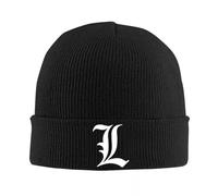 IRUHHGU Lettera Bianca L Morte-Note Beanie Cappelli Cappelli Cofano Femmina Maschio Vintage Palestra Cappello per Maglieria Autunno Inverno Modello Cappucci Elastici
