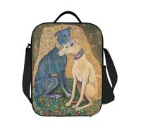 IRUHHGU Personalizzato Gustav Klimt Greyhound Dog Art Resuable Lunch Box per Le Donne Whippet Sihthound Dog Cooler Thermal Food Insulated Lunch Bag