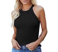 Irypulse Donna Canotta Scollo a V Top Senza Maniche Casuale Sciolto Tank Top Morbido Sexy Traspirante Estate(B-Nero-XS)