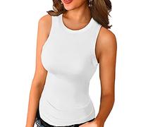 Irypulse Donna Canotta Scollo a V Top Senza Maniche Casuale Sciolto Tank Top Morbido Sexy Traspirante Estate(A-Bianco-2XL)