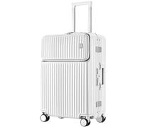 IRYZE Valigia Trolley Valigia Con Serratura Di Sicurezza Per Bagagli Con Telaio In Alluminio Resistente E Resistente Ai Bagagli Bagaglio a Mano (Color : White, Size : 22in)