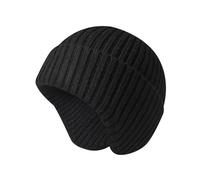 Irzaki Berretto invernale caldo berretto con orecchie da uomo e da donna, cappello termico lavorato a maglia, Nero , Taglia unica