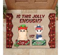 Is This Jolly Enough - Gatti Di Natale - Gatto Personalizzato Tappeto Ingresso Casa Resistente Tappeti D'Ingresso Facile Da Pulire Tappetini Porta Dingresso Per Soggiorno Balcone 40X60Cm