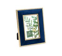 Isaac Jacobs Cornice portafoto in velluto blu navy, con doppio bordo dorato, orizzontale e verticale, realizzata per tavolo e parete, per casa e ufficio (10 x 15 cm, blu navy con oro)