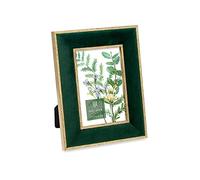 Isaac Jacobs Cornice portafoto in velluto con doppio bordo dorato metallizzato, orizzontale e verticale, realizzata per tavolo e parete, per casa e ufficio (10 x 15 cm, verde con oro)