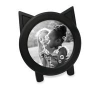 Isaac Jacobs - Cornice portafoto rotonda in resina 4x4 con orecchie, per tavolo e parete, con scritta ""Cat"", decorazione per la casa (nero)