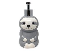 Isaac Jacobs Gray & White Ceramic Sloth, Liquid Soap Pump/Lotion Dispenser with Chrome Metal Pump (Holds Up to 12 Oz.) - Great for Bathroom, Kitchen Countertop, Bath Accessory (Sloth)