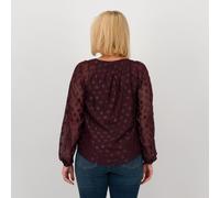 Isaac Mizrahi Live Blusa in tulle flock pois con corpo doppiato in jersey