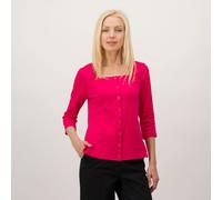 Isaac Mizrahi Live Maglia con bottoni automatici e scollo squadrato in cotone