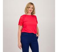 Isaac Mizrahi Live! T-shirt in cotone e modal con maniche in pizzo