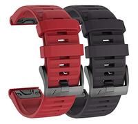 ISABAKE Cinturino Orologio per Garmin Fenix 6X / 6X PRO, Fenix 5X / 5X Plus, Accessori Fenix 3/3 HR, Cinturino QuickFit 26mm di Larghezza-Red/Black