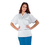 Isacco 045206 Collo a V Casacca con Inserto, Taglia M, Bianco/Blu Cina