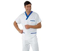 Isacco 045206 Collo a V Casacca con Inserto, Taglia XL, Bianco/Blu Cina