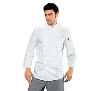 Isacco 057008 Classica Cuoco Giacca con Bottoni a Pressione, Taglia XXL, Bianco