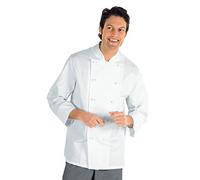 Isacco 057100 Classica Cuoco Giacca con Bottoni Antipanico, Taglia S, Bianco