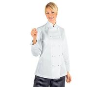 Isacco 057500 Lady Chef Giacca con Bottoni Antipanico, Taglia S, Bianco