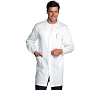 Isacco Camice Bianco da Laboratorio Antiacido - Marca Italiana Modello Unisex, Elastici ai Polsie Clip Nascosta